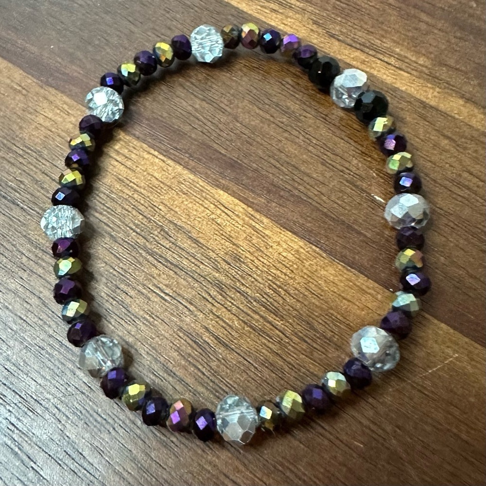 Multi-coloured Crystal Beaded Bracelet 6.5 inches